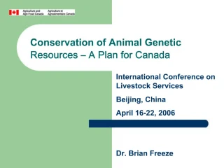 Conservation of Animal Genetic Resources A Plan for Canada