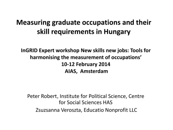 Measuring graduate occupations and their skill requirements in Hungary