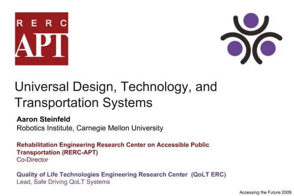 Universal Design, Technology, and Transportation Systems