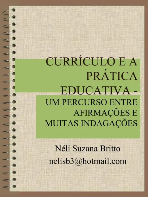CURR CULO E A PR TICA EDUCATIVA -