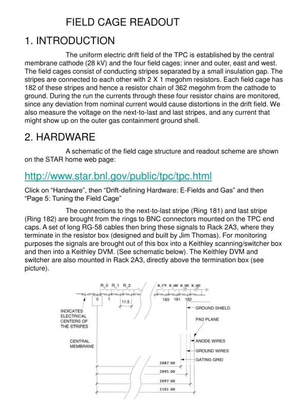 FIELD CAGE READOUT 1. INTRODUCTION