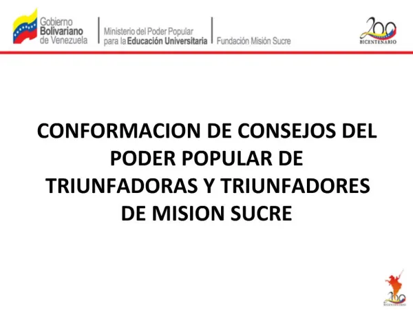 CONFORMACION DE CONSEJOS DEL PODER POPULAR DE TRIUNFADORAS Y TRIUNFADORES DE MISION SUCRE