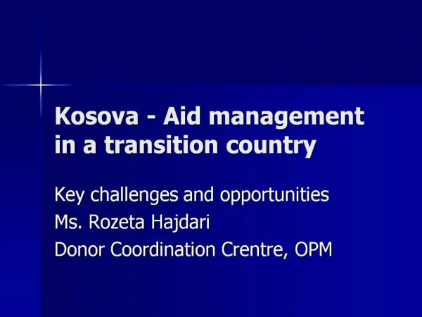Kosova - Aid management in a transition country