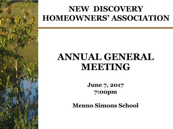 NEW DISCOVERY HOMEOWNERS’ ASSOCIATION