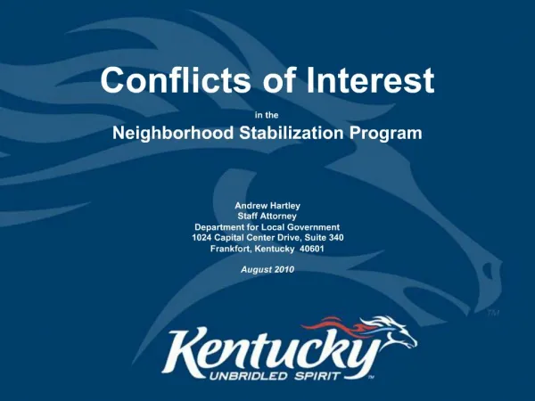 Conflicts of Interest in the Neighborhood Stabilization Program