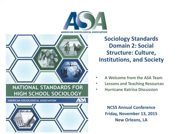 Sociology Standards Domain 2: Social Structure: Culture, Institutions, and Society