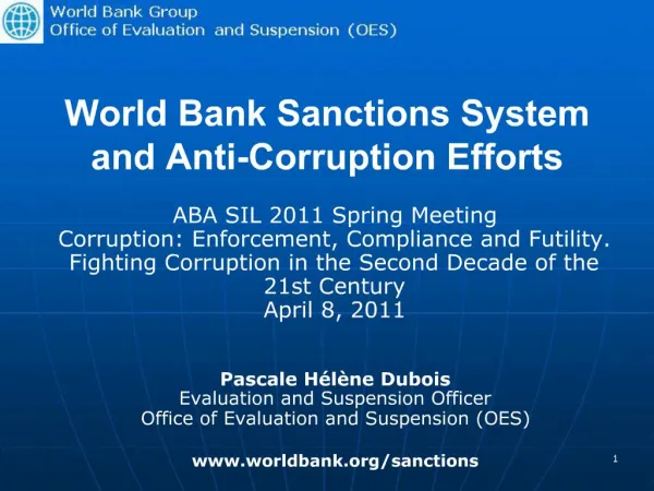 World Bank Sanctions System and Anti-Corruption Efforts