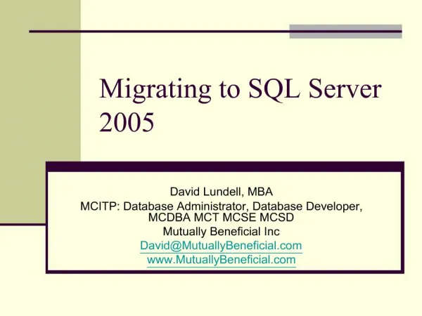 Migrating to SQL Server 2005