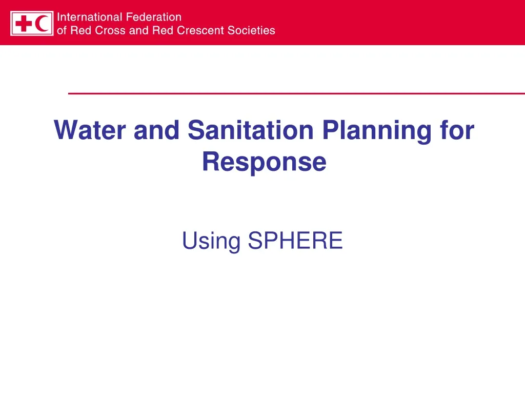 water and sanitation planning for response