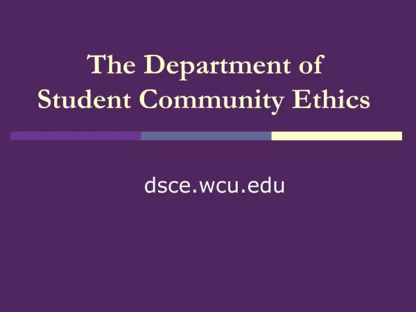 The Department of Student Community Ethics
