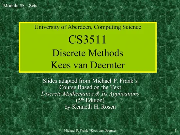 University of Aberdeen, Computing Science CS3511 Discrete Methods Kees van Deemter