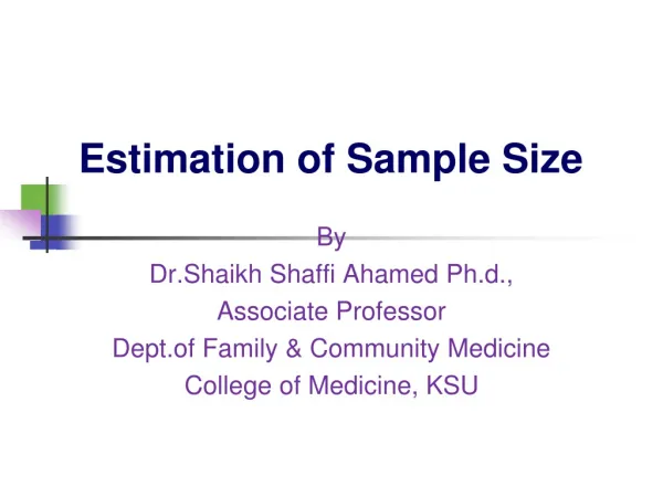 Estimation of Sample Size