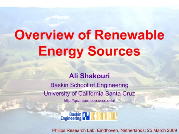 Overview of Renewable Energy Sources