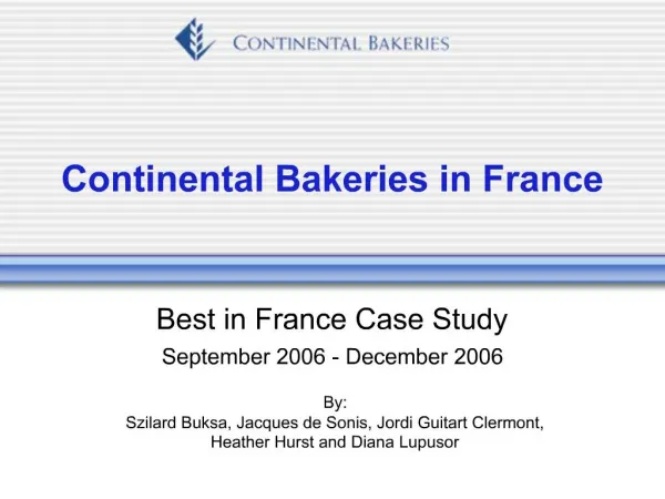 Continental Bakeries in France