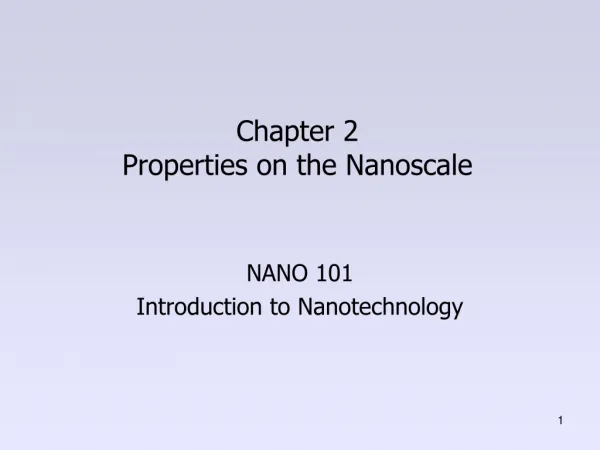 Chapter 2 Properties on the Nanoscale