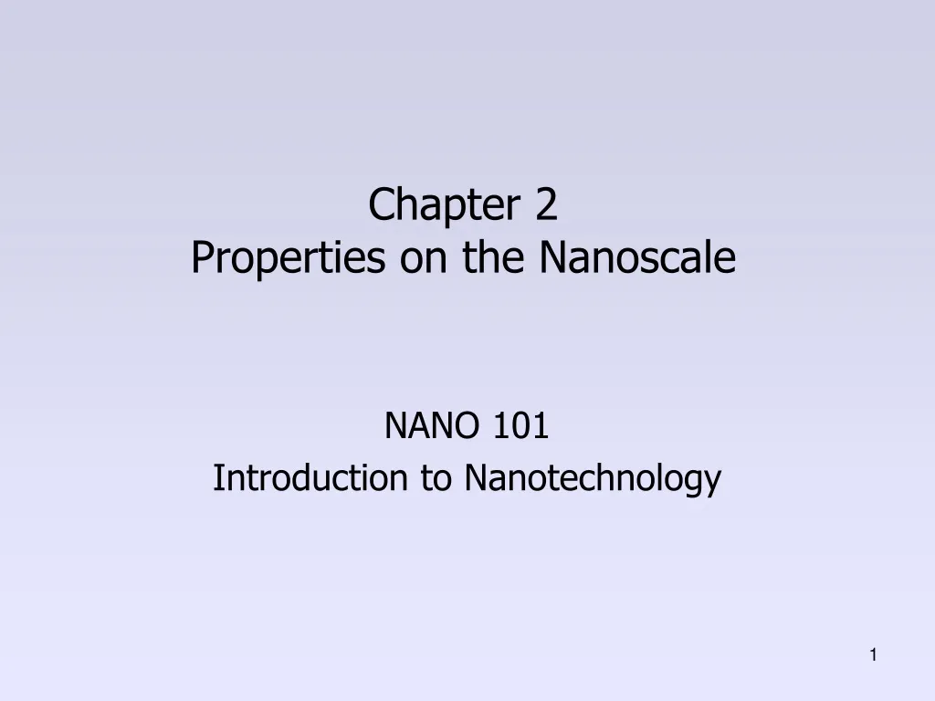 chapter 2 properties on the nanoscale