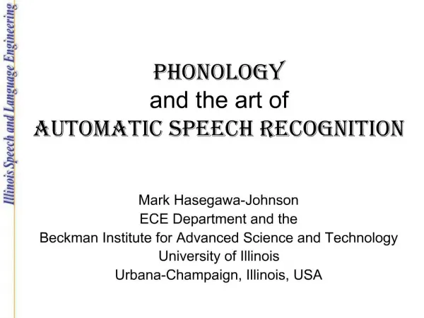 Phonology and the art of Automatic Speech Recognition