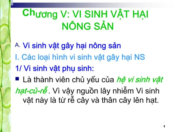 Chuong V: VI SINH VT HI N NG SN