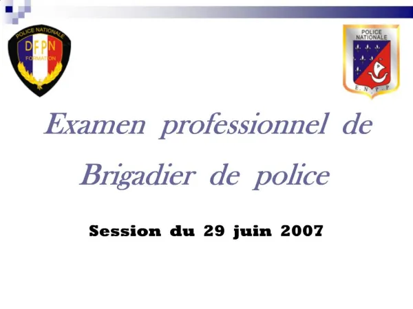 Examen professionnel de Brigadier de police Session du 29 juin 2007