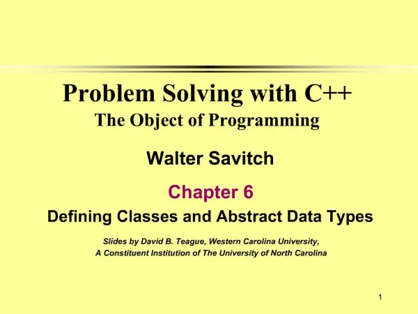 Problem Solving with C The Object of Programming
