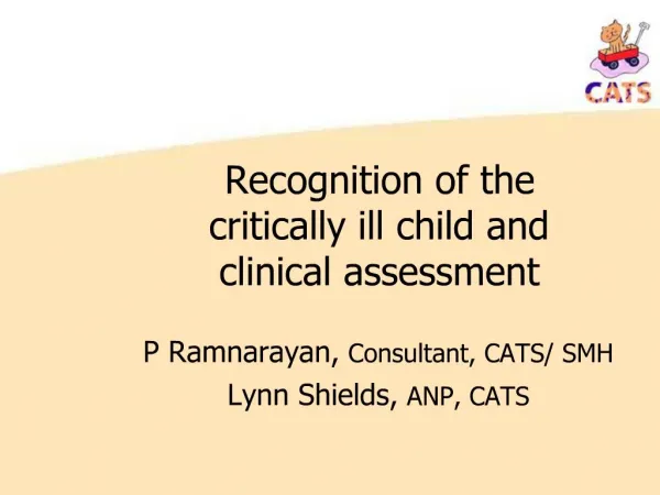 Recognition of the critically ill child and clinical assessment