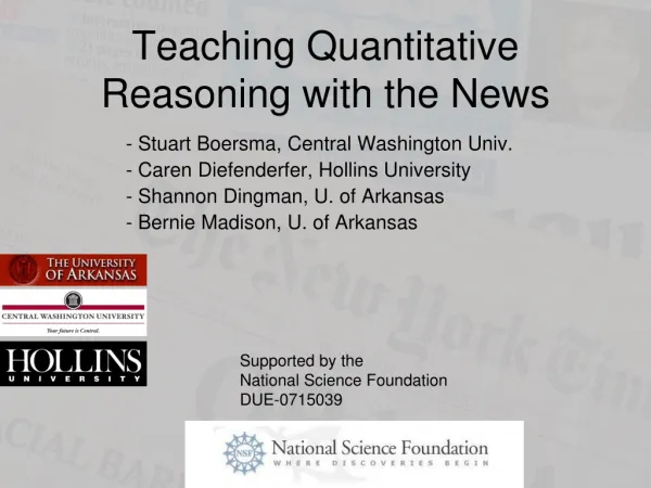 Teaching Quantitative Reasoning with the News