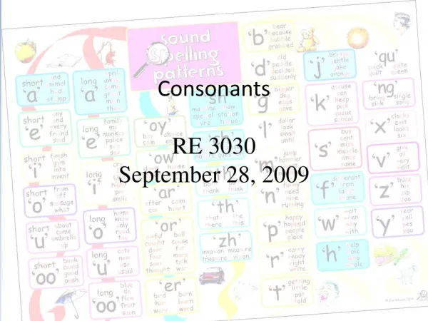 Consonants RE 3030 September 28, 2009