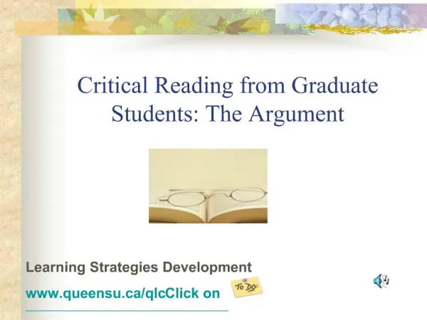 Critical Reading from Graduate Students: The Argument