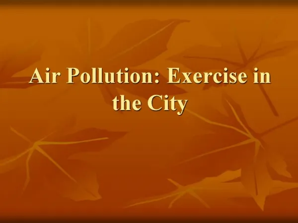 Air Pollution: Exercise in the City
