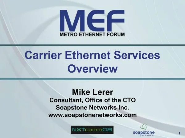 Carrier Ethernet Services Overview