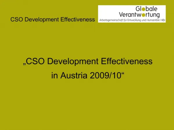 CSO Development Effectiveness