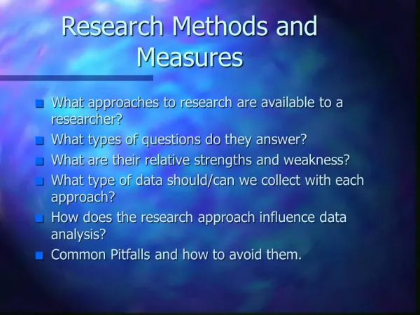 Research Methods and Measures