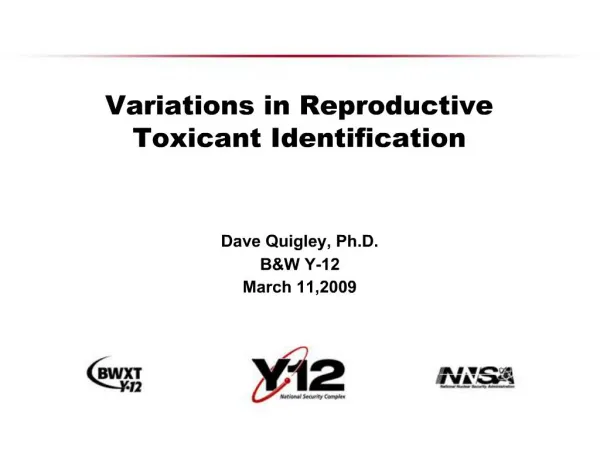 Variations in Reproductive Toxicant Identification