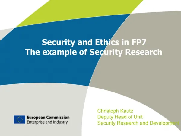 Security and Ethics in FP7 The example of Security Research