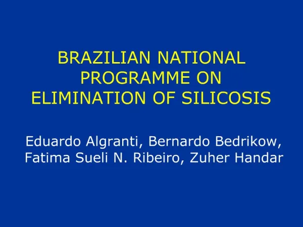 BRAZILIAN NATIONAL PROGRAMME ON ELIMINATION OF SILICOSIS