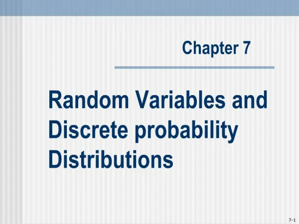 Random Variables and Discrete probability Distributions
