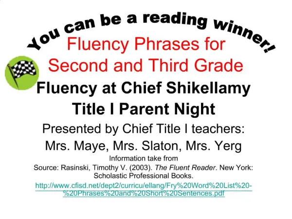 Fluency Phrases for Second and Third Grade