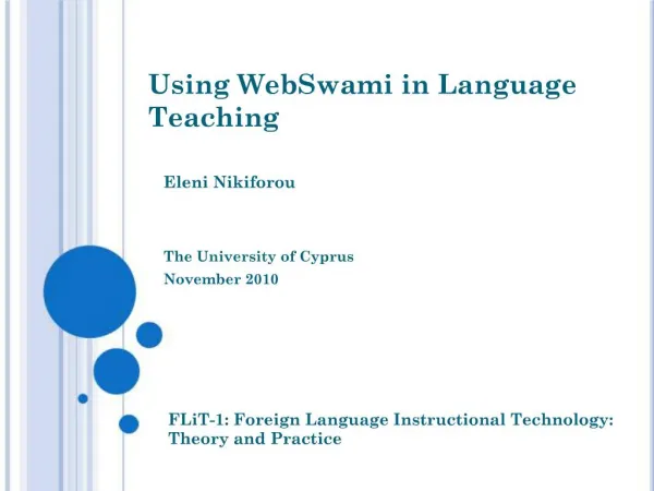 Using WebSwami in Language Teaching