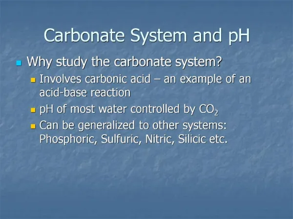 Carbonate System and pH