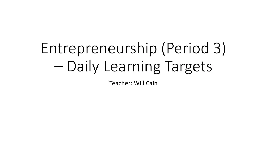 entrepreneurship period 3 daily learning targets
