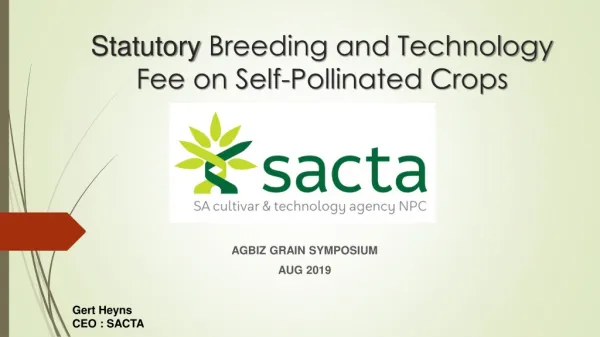 Statutory Breeding and Technology Fee on Self-Pollinated Crops