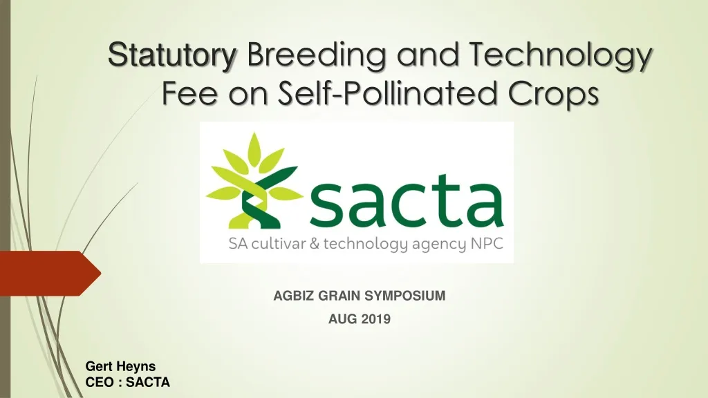 statutory breeding and technology fee on self pollinated crops