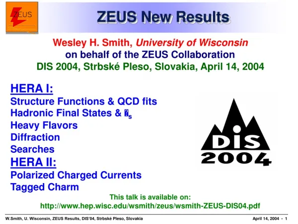 ZEUS New Results