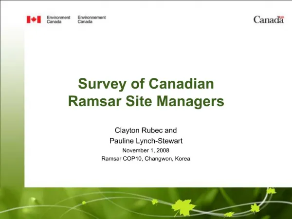 Survey of Canadian Ramsar Site Managers