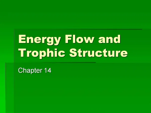 Energy Flow and Trophic Structure