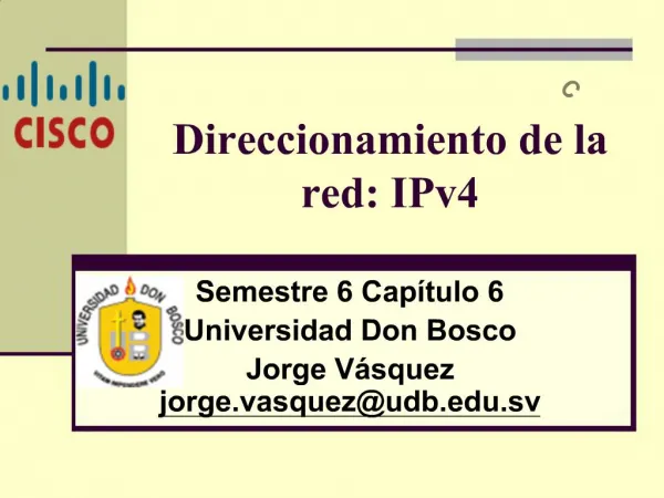 Direccionamiento de la red: IPv4