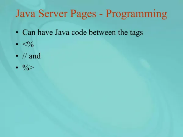 Java Server Pages - Programming