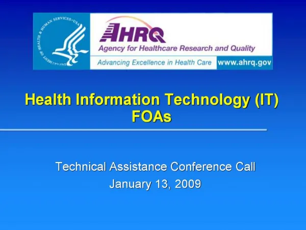 Health Information Technology IT FOAs