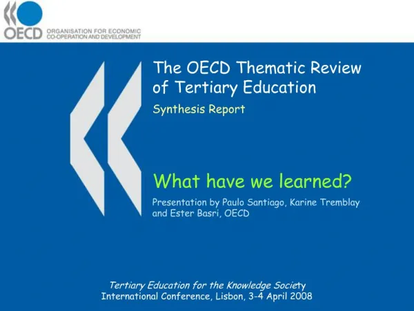 The OECD Thematic Review of Tertiary Education
