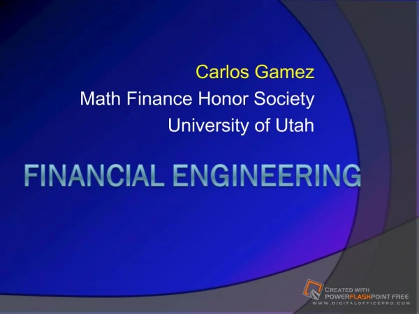 Carlos Gamez Math Finance Honor Society